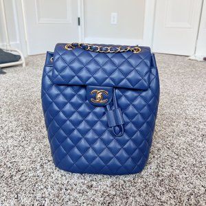 Sold!Chanel Mini Urban Spirit Navy Backpack Gold hardware